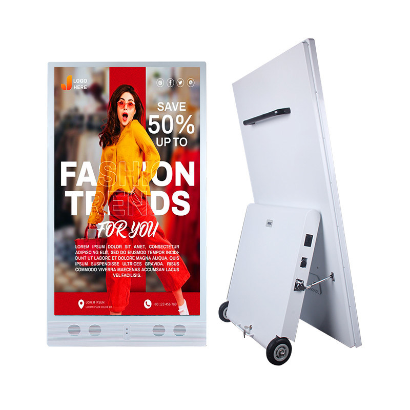 55 ইঞ্চি আউটডোর ডিজিটাল সিগনেজ বহনযোগ্য ব্যাটারি এবং এলসিডি বিজ্ঞাপন বিজ্ঞাপন প্রচারের জন্য স্ক্রিন